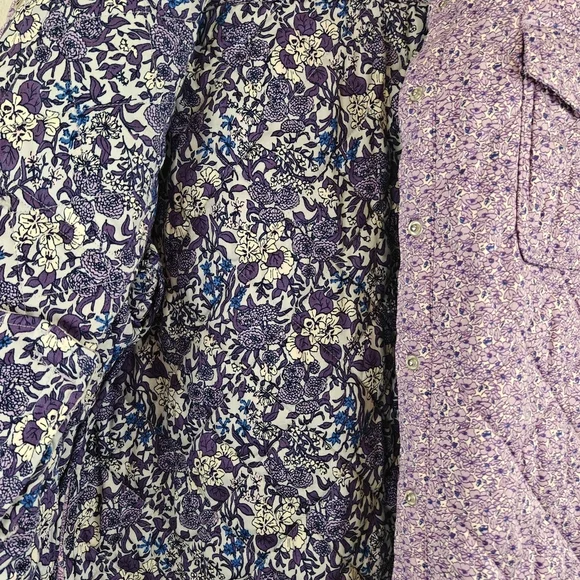 J. Crew Quilted Cotton shirt-jacket Grandma Chic Cottagecore floral Lavender 2XL